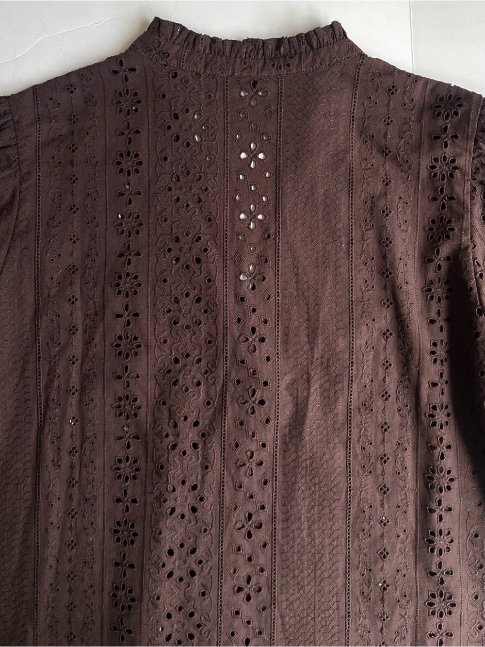 Zara Puff Sleeve Shirt With Perforated Embroidery - Picture 12 of 13